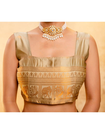 Dark Green Silk Woven Kanjivaram Saree