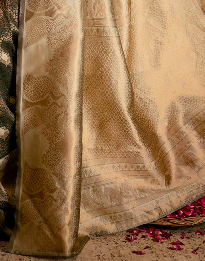 Dark Green Silk Woven Kanjivaram Saree