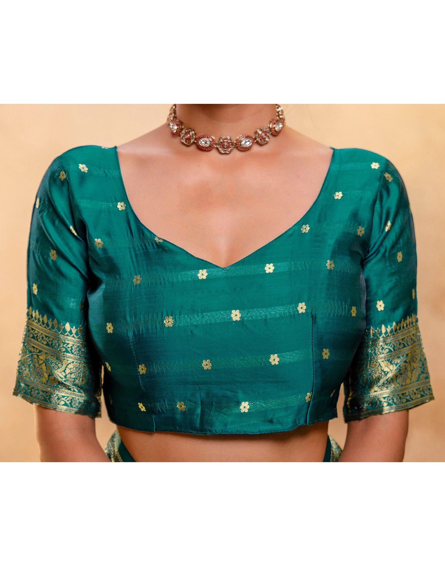 Teal Green Silk Woven Banarasi Saree