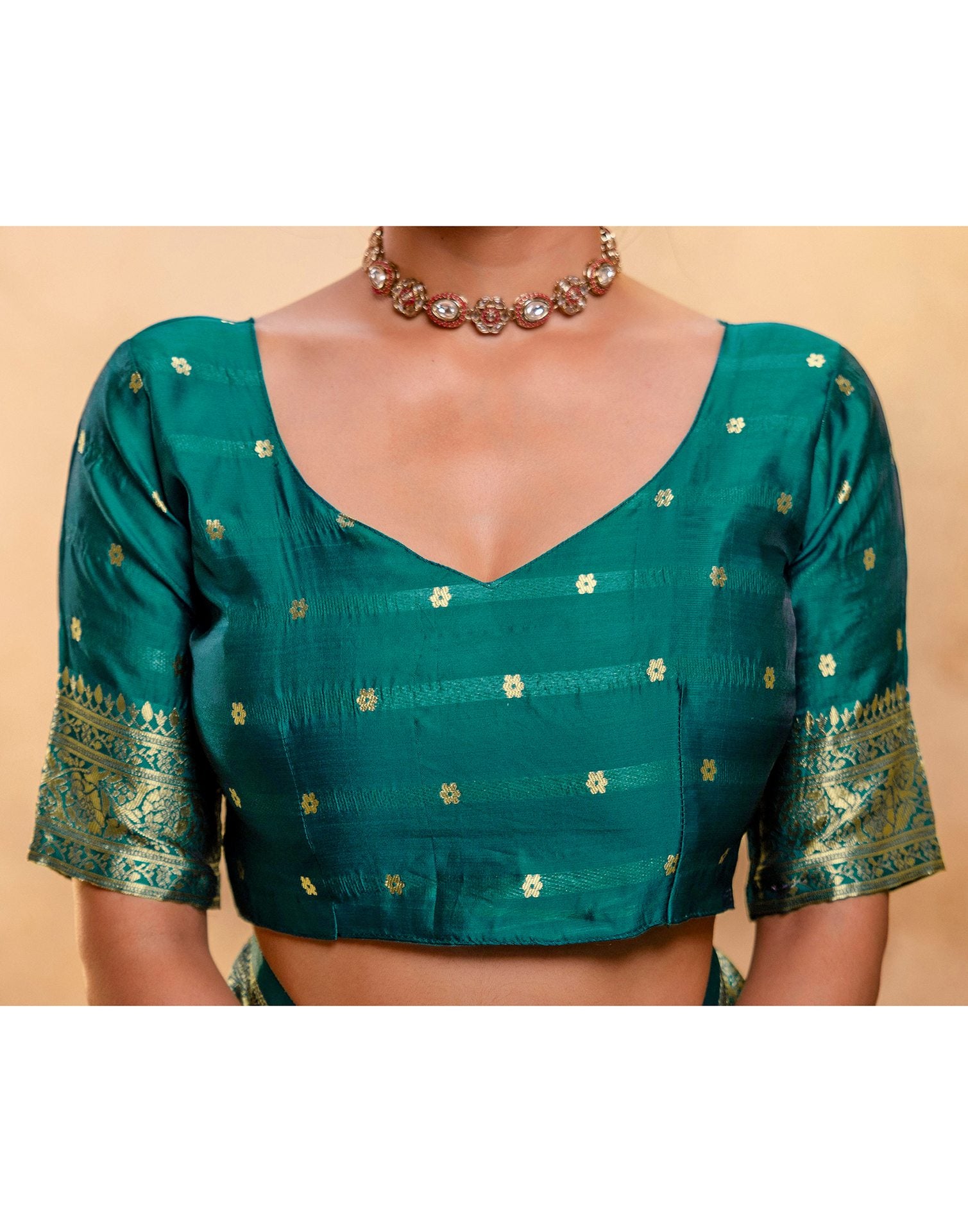 Teal Green Silk Woven Banarasi Saree