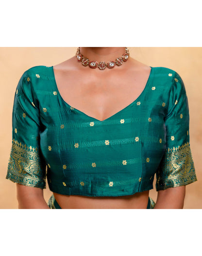 Teal Green Silk Woven Banarasi Saree
