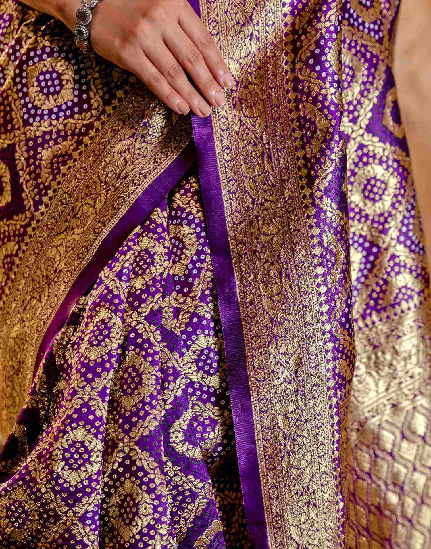 Dark Purple Silk Woven Banarasi Saree