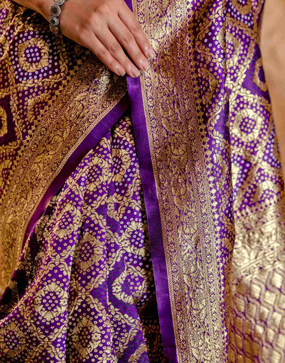 Dark Purple Silk Woven Banarasi Saree
