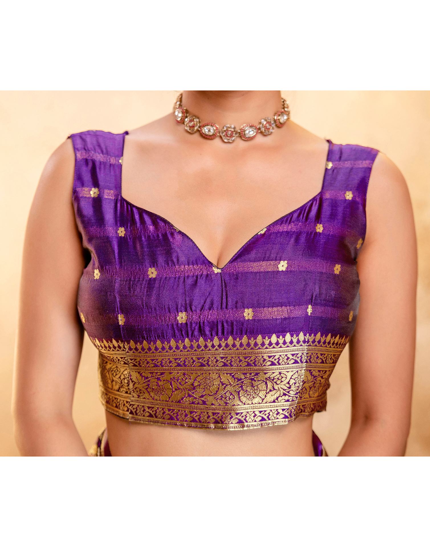 Dark Purple Silk Woven Banarasi Saree
