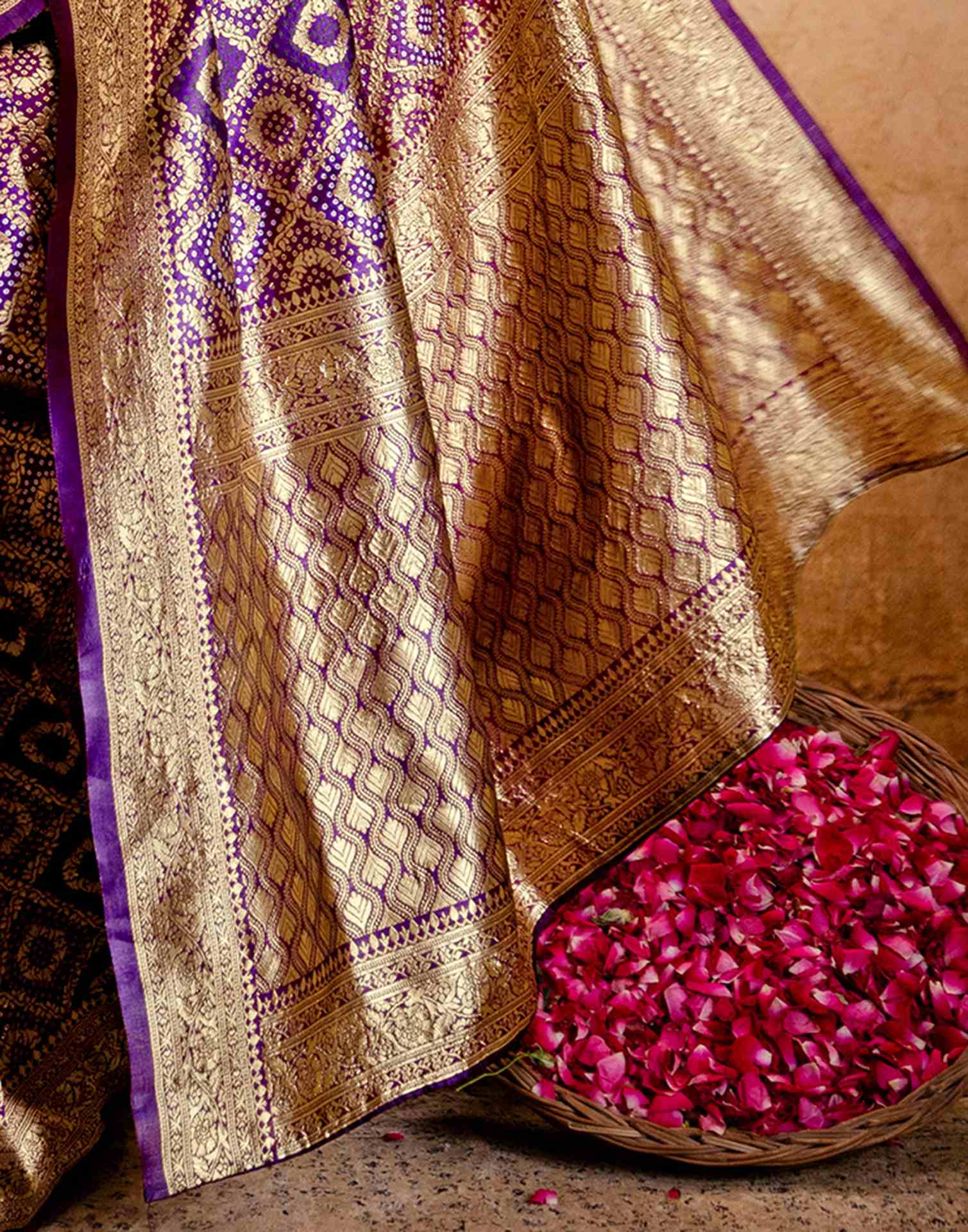 Dark Purple Silk Woven Banarasi Saree