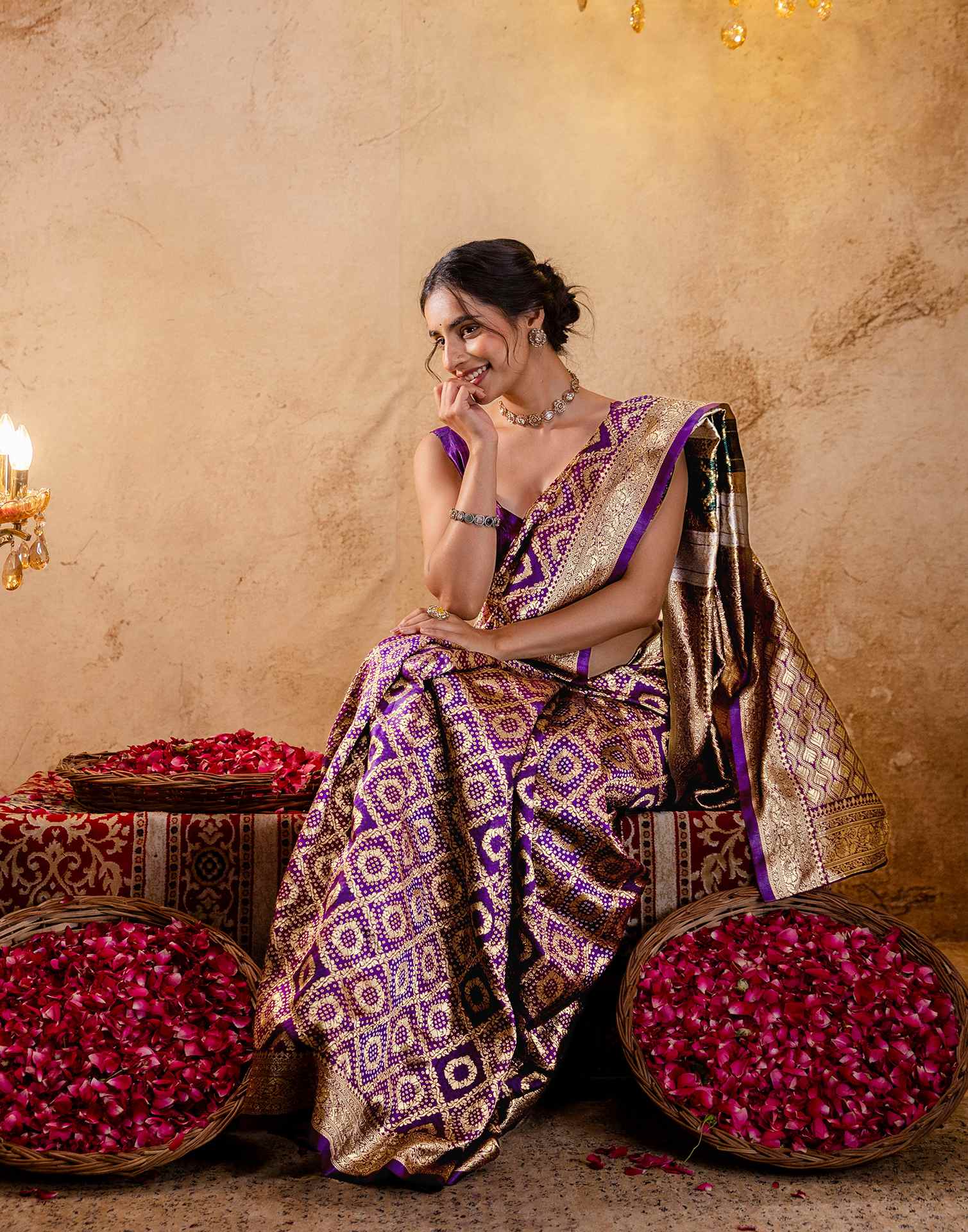 Dark Purple Silk Woven Banarasi Saree