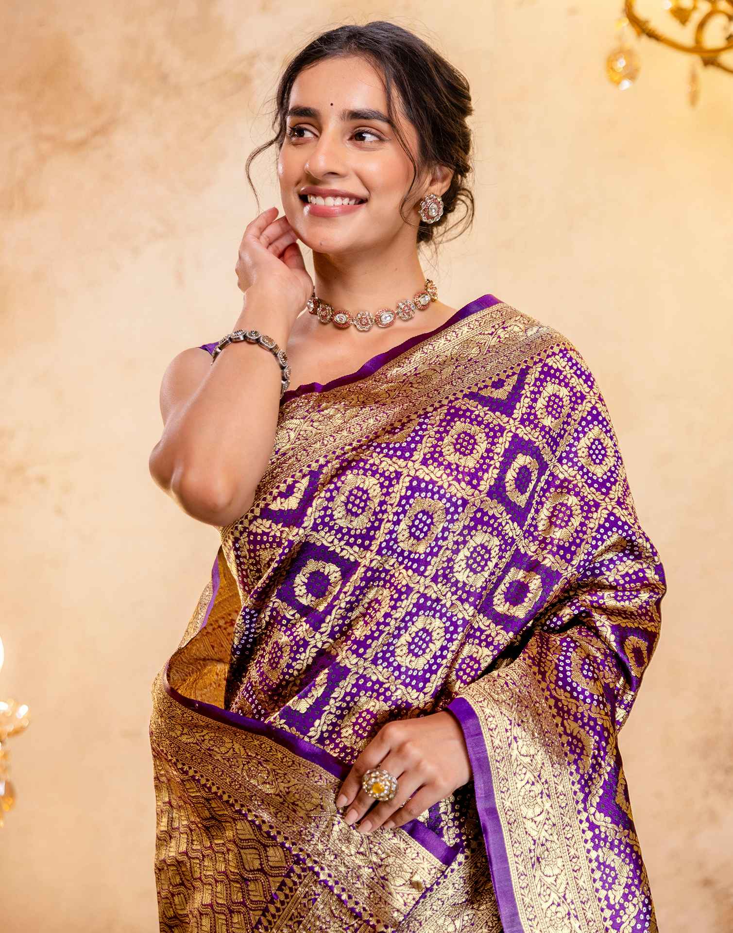 Dark Purple Silk Woven Banarasi Saree
