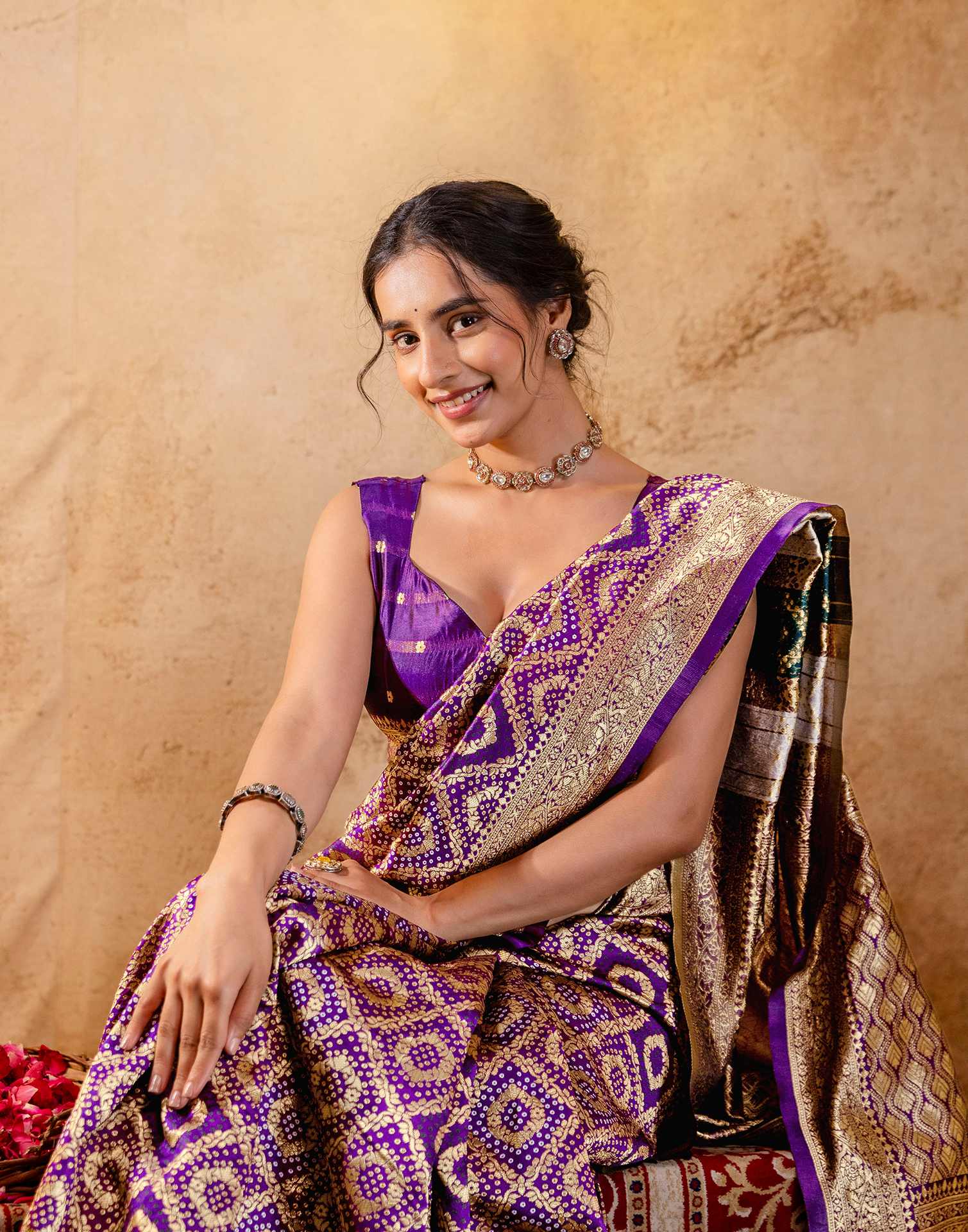 Dark Purple Silk Woven Banarasi Saree