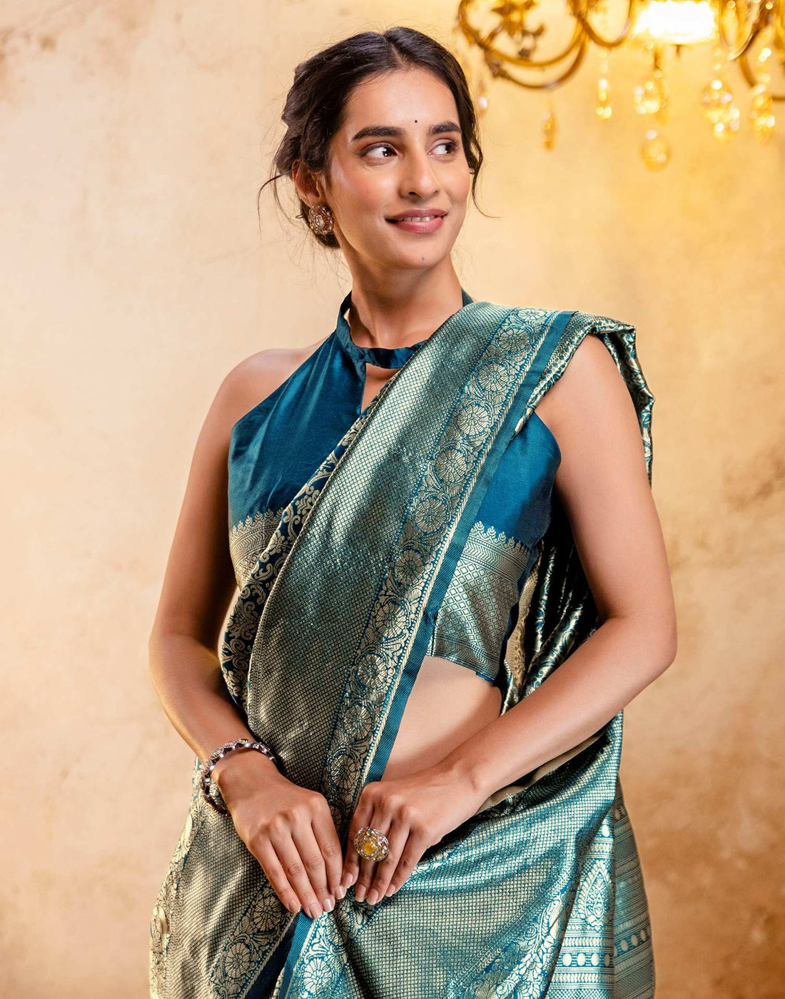 Rama Blue Silk Woven Banarasi Saree