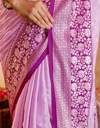 Light Pink Crepe Silk Foil Printed Saree