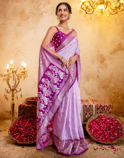 Light Pink Crepe Silk Foil Printed Saree