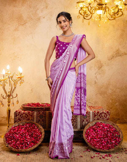 Light Pink Crepe Silk Foil Printed Saree