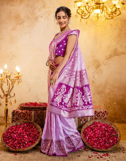 Light Pink Crepe Silk Foil Printed Saree