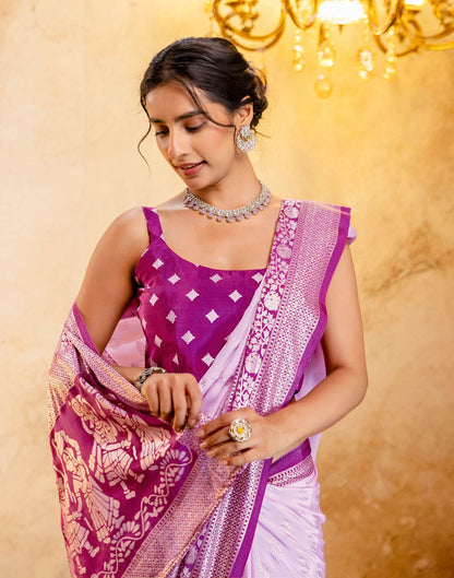 Light Pink Crepe Silk Foil Printed Saree