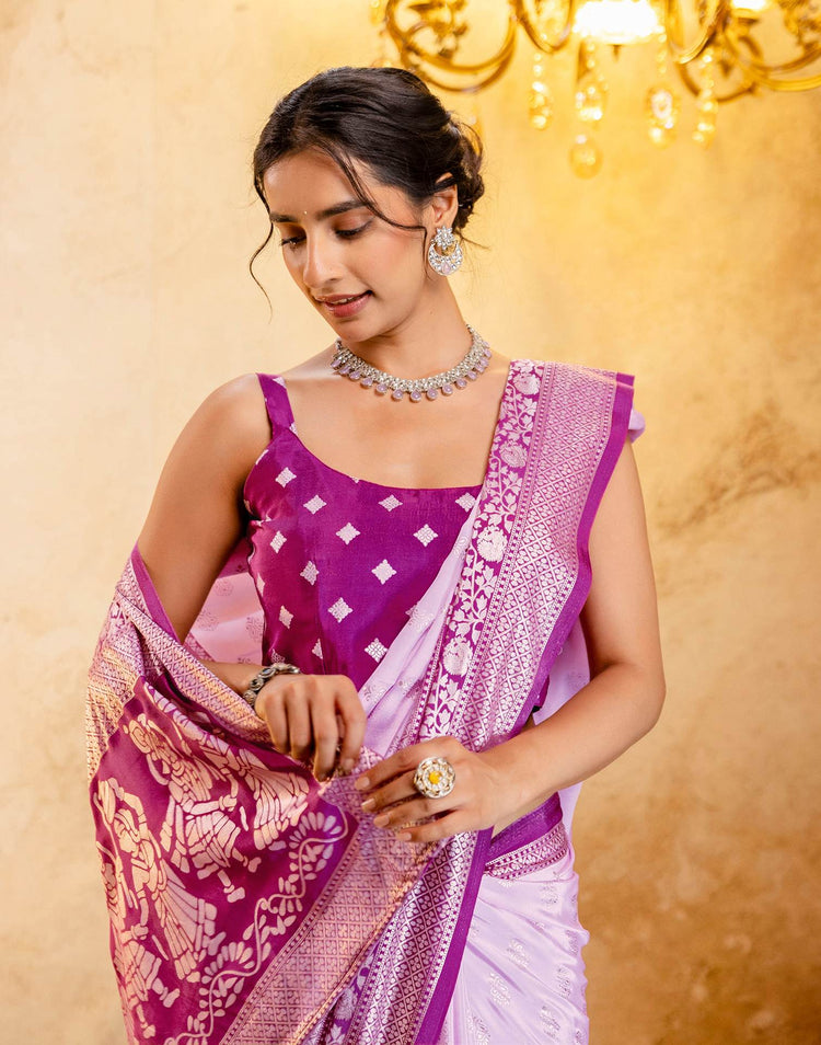 Light Pink Crepe Silk Foil Printed Saree