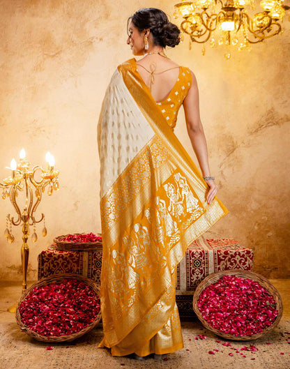 Beige Crepe Silk Foil Printed Saree