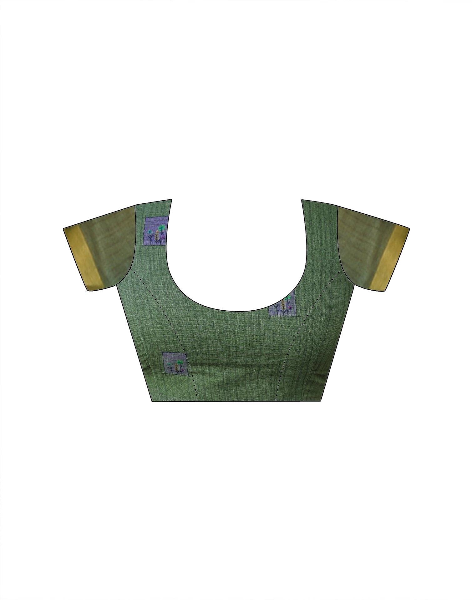 Dusty Green Linen Floral Printed Saree