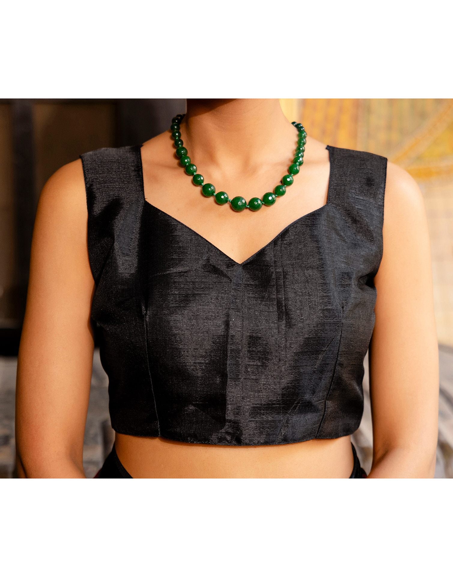 Black Khadi Polka Dot Printed Saree