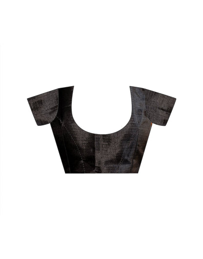 Black Khadi Polka Dot Printed Saree