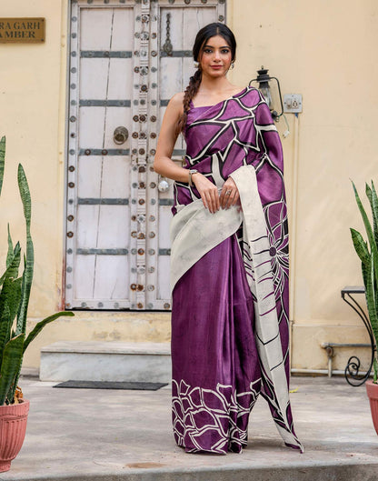 Purple Khadi Abstract Printed Saree