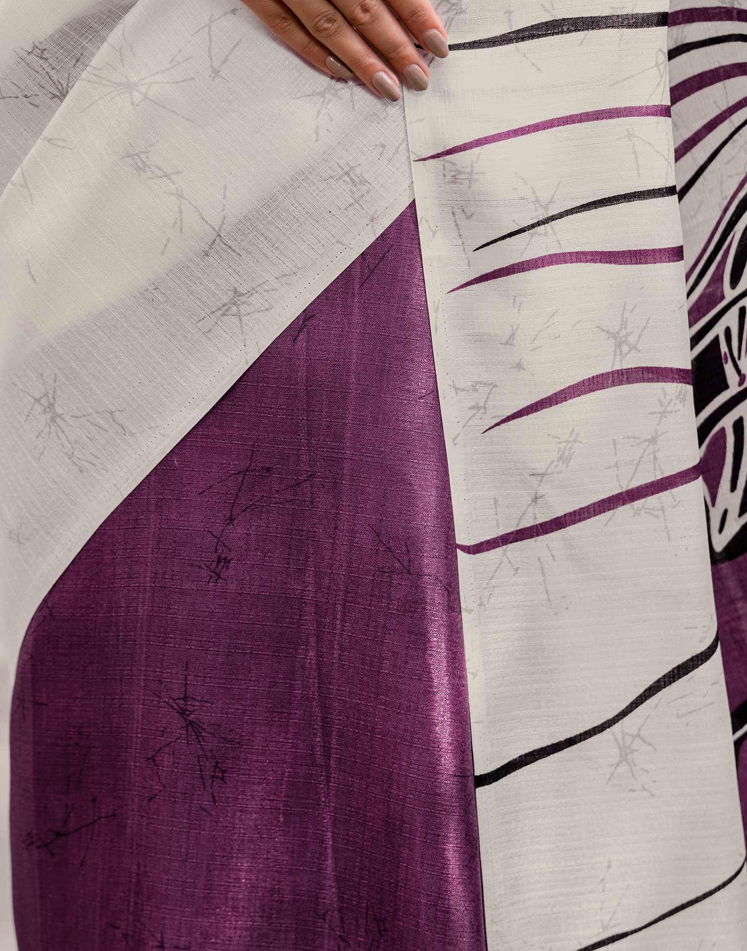 Purple Khadi Abstract Printed Saree