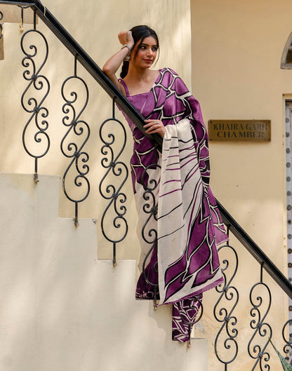 Purple Khadi Abstract Printed Saree