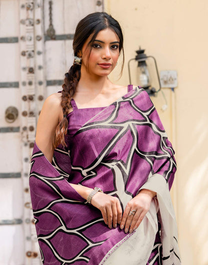 Purple Khadi Abstract Printed Saree