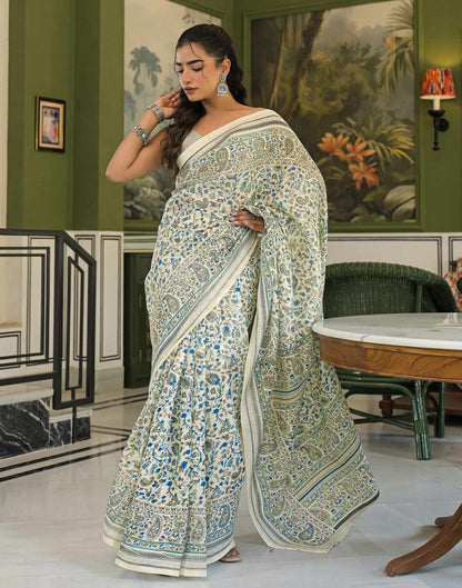 Beige Khadi Printed Saree