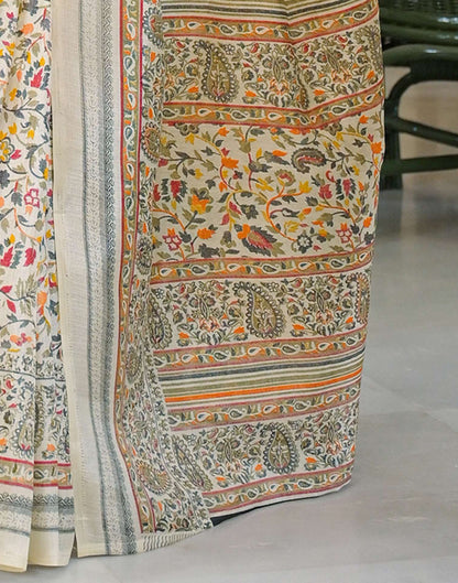 Beige Khadi Printed Saree