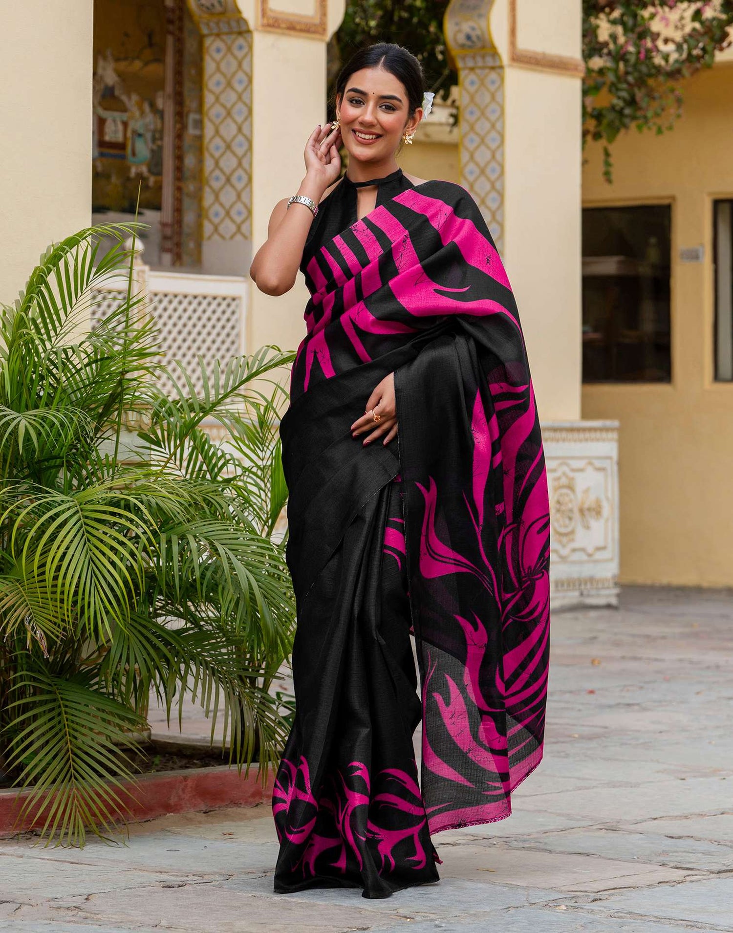 Black Khadi Printed Saree
