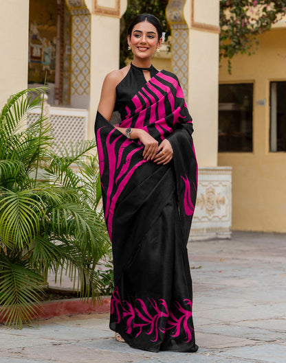 Black Khadi Printed Saree