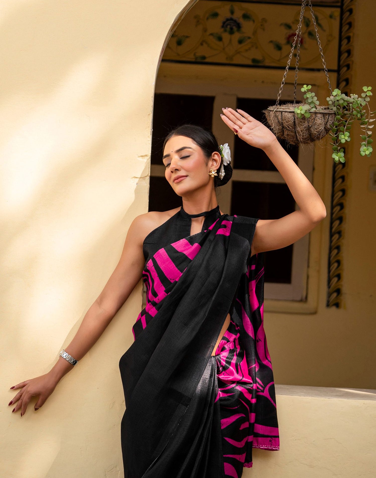 Black Khadi Printed Saree