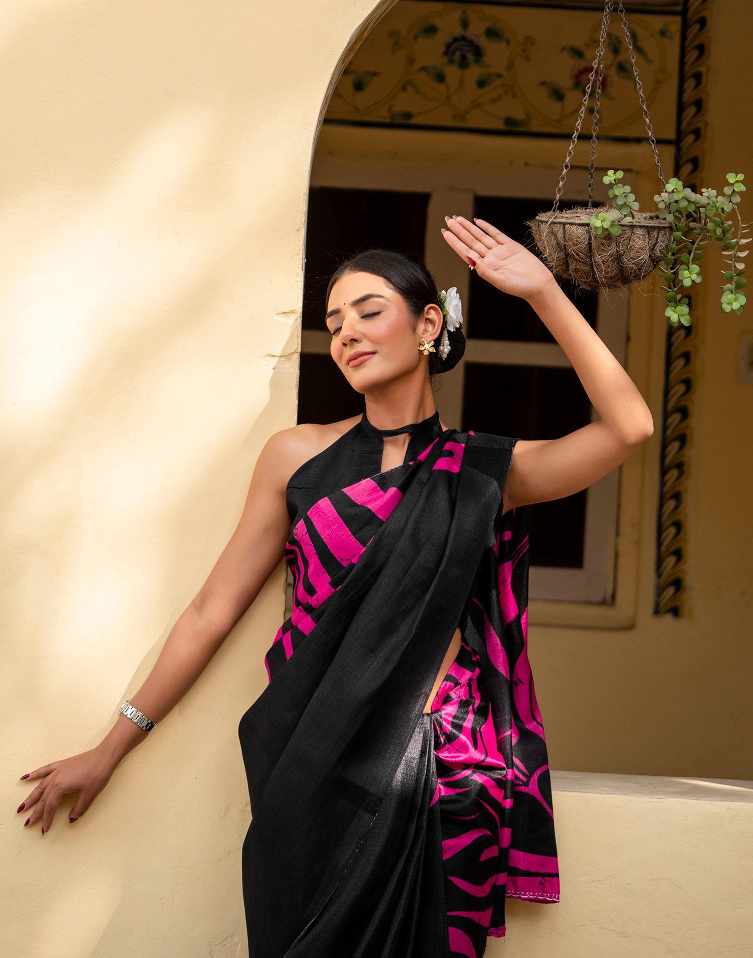 Black Khadi Printed Saree