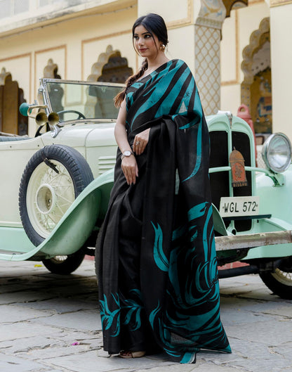 Black Khadi Printed Saree