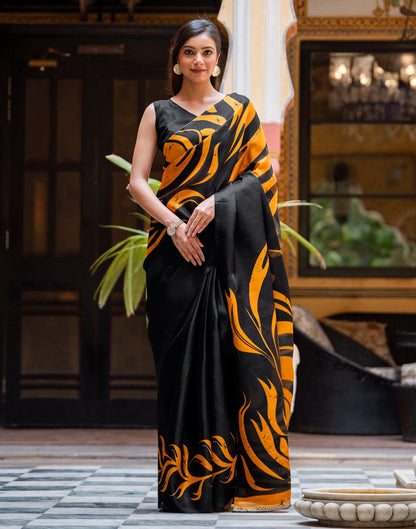 Black Khadi Printed Saree