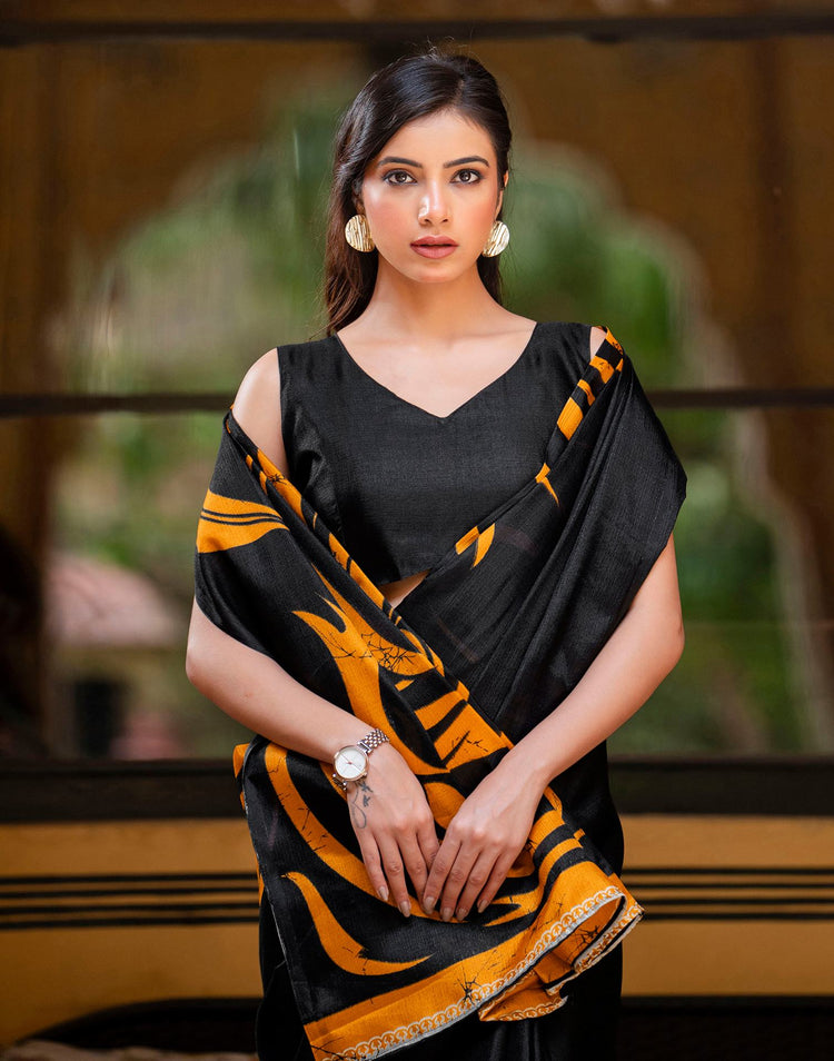Black Khadi Printed Saree