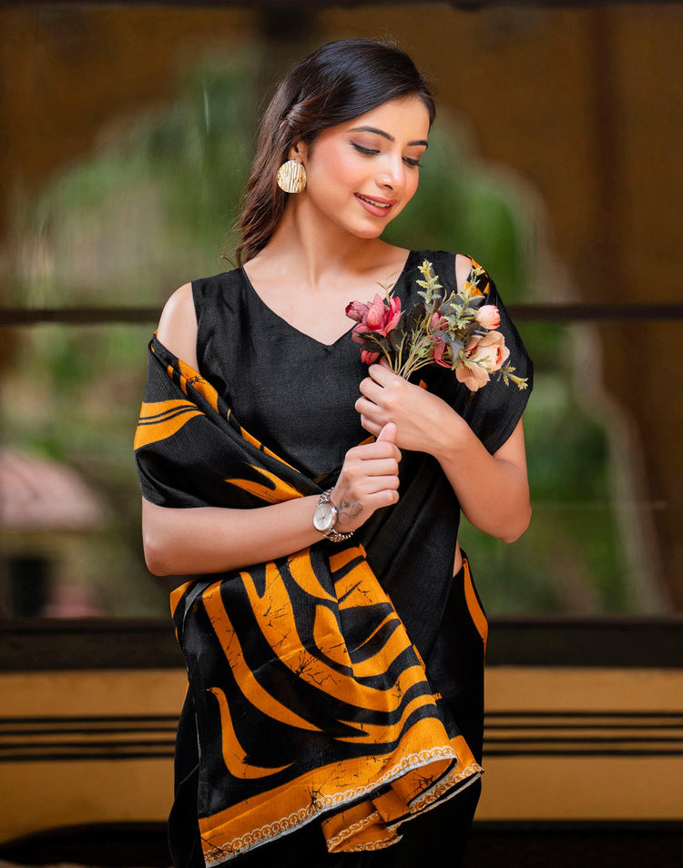 Black Khadi Printed Saree