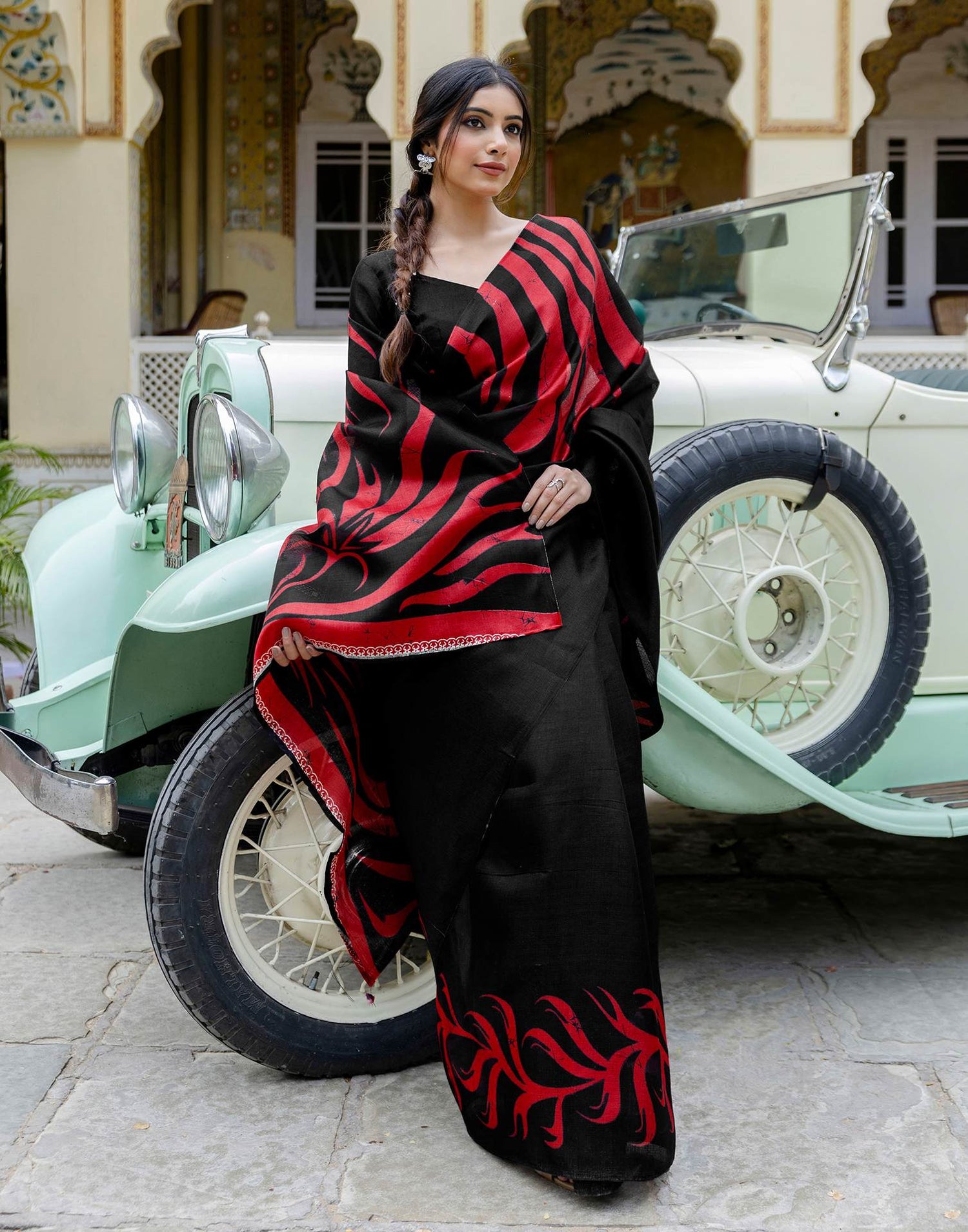 Black Khadi Printed Saree