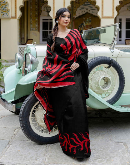 Black Khadi Printed Saree