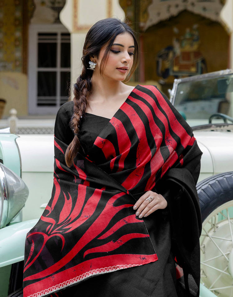 Black Khadi Printed Saree