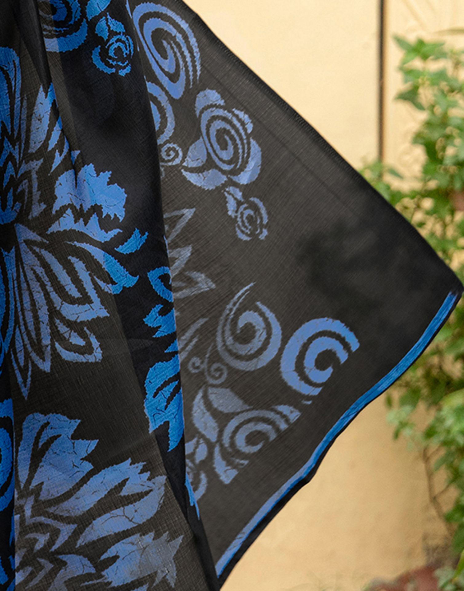 Black Khadi Floral Printed Saree