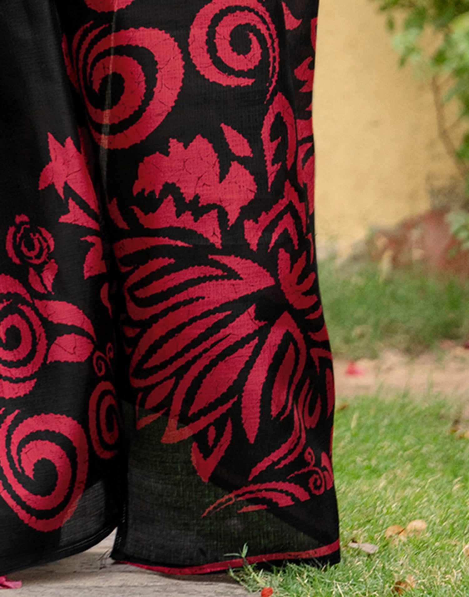 Black Khadi Floral Printed Saree
