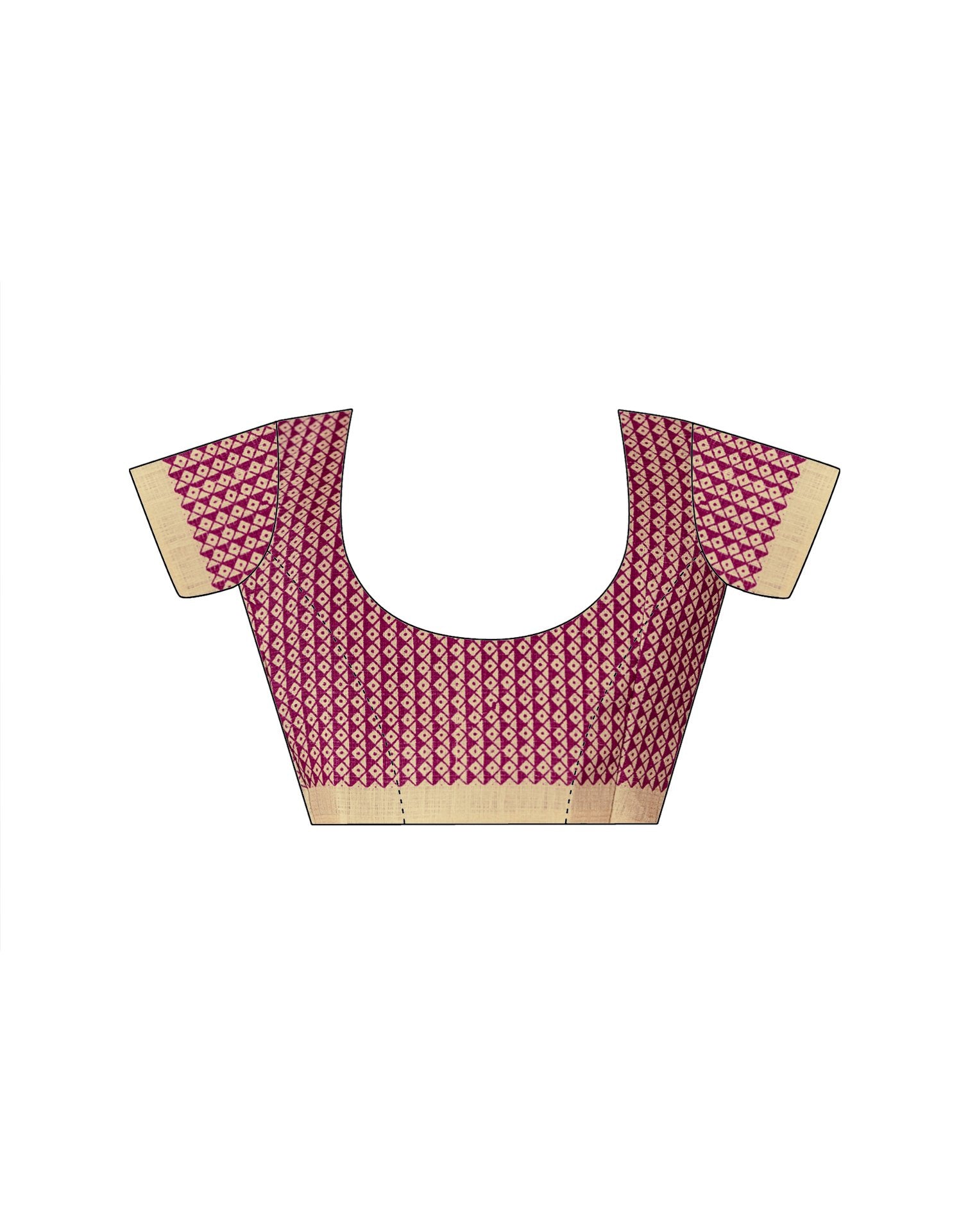 Dark Magenta Khadi Warli Printed Saree