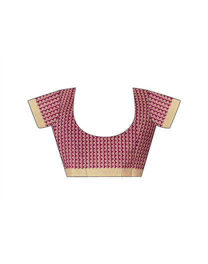Dark Magenta Khadi Warli Printed Saree