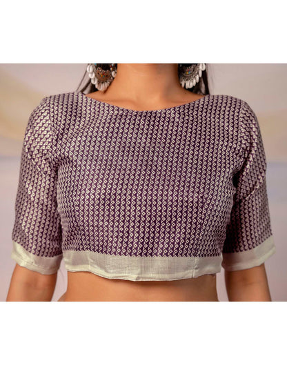 Purple Khadi Printed Warli Printed Saree