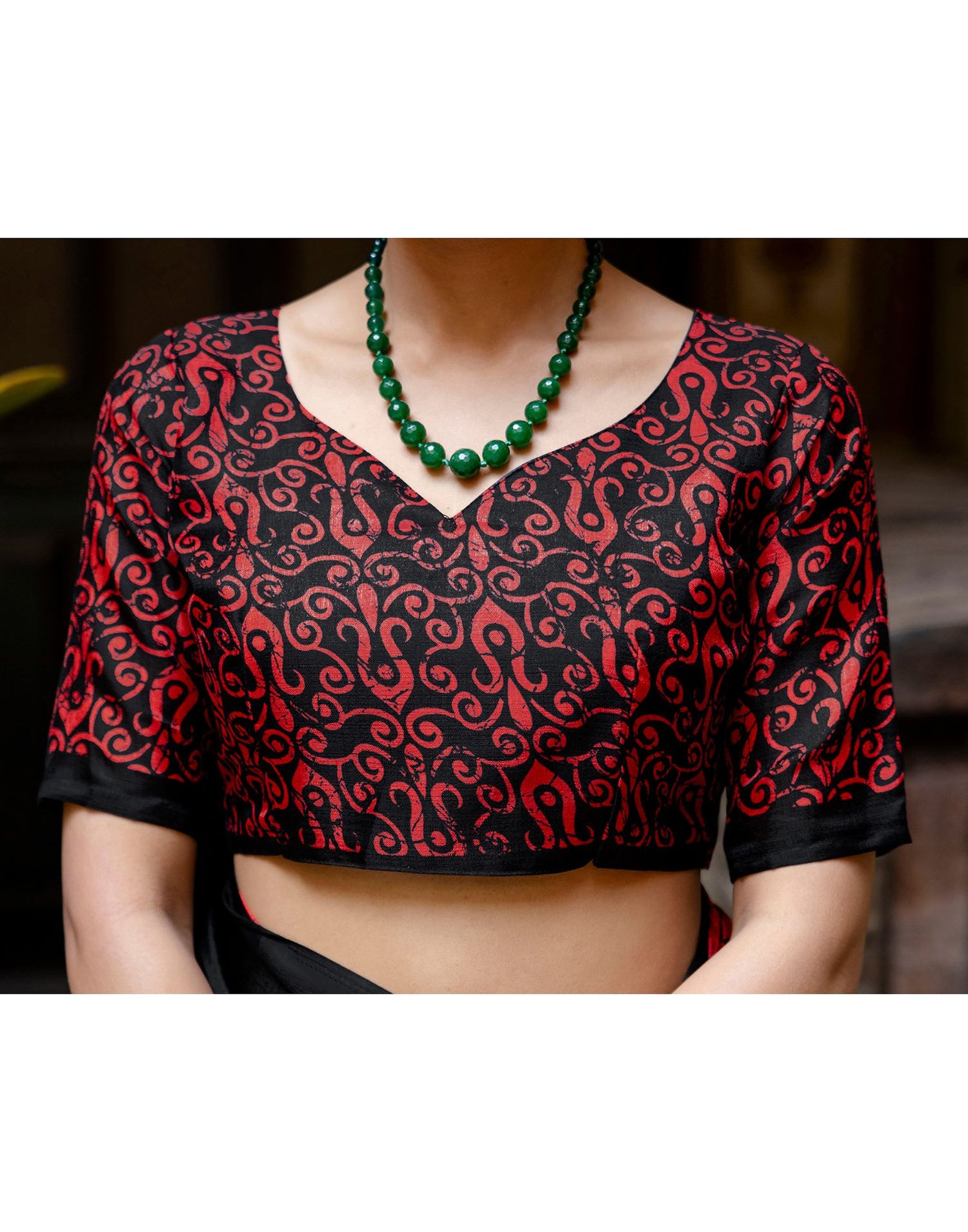 Red Khadi Abstract Printed Saree