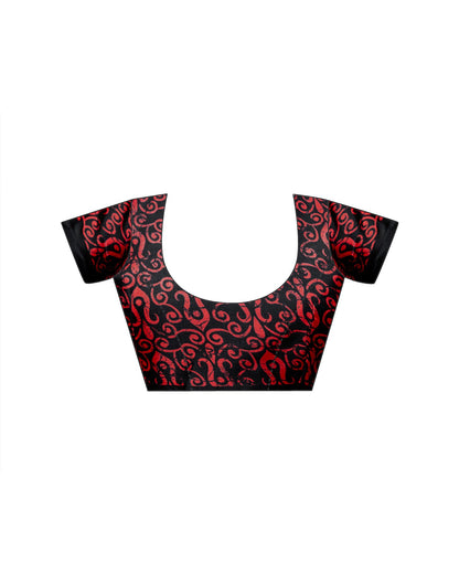 Red Khadi Abstract Printed Saree