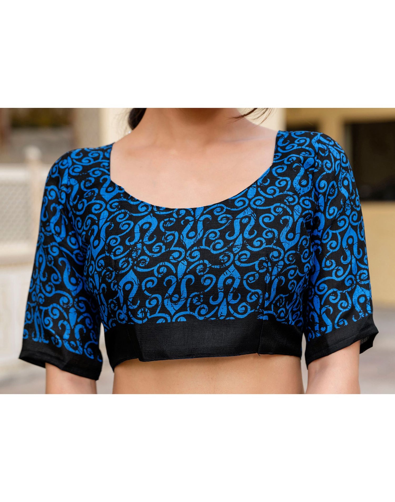 Blue Khadi Abstract Printed Saree