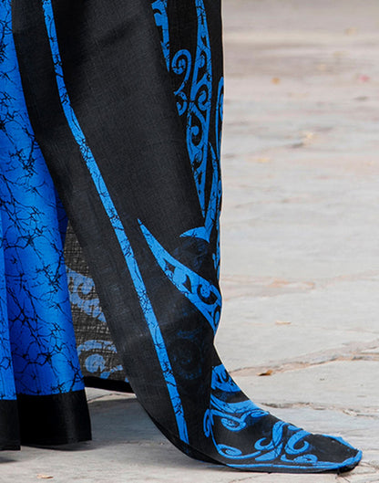 Blue Khadi Abstract Printed Saree