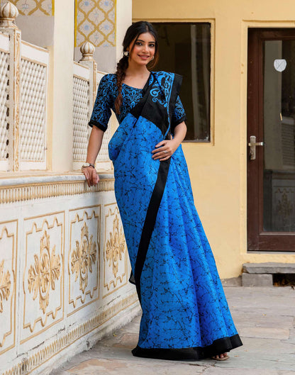 Blue Khadi Abstract Printed Saree